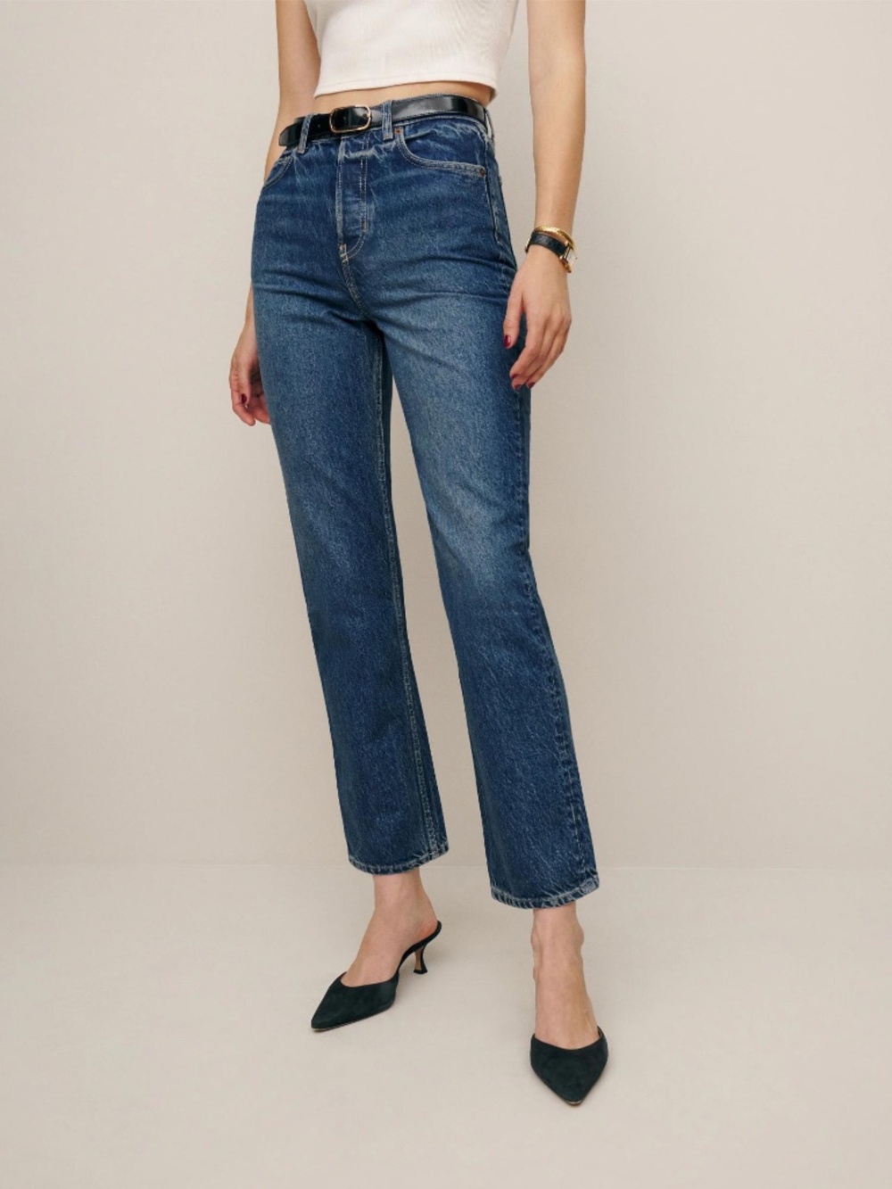 REFORMATION Arleth Mid-Rise Straight Leg Jeans